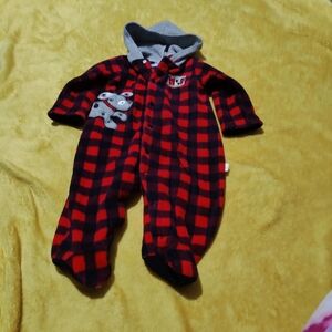 Cozy Red and Black Checkered Kids Footie Pajamas